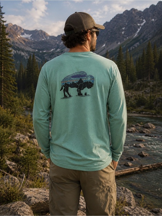 Patagonia Other - Men's Patagonia Long sleeve SZL Buffalo emblem on t-shirt back, has some wear.
